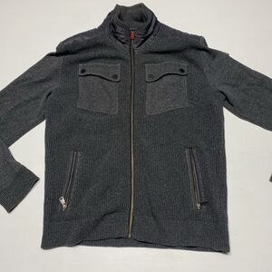 NAPAPIJRI Geographic Knitted Cotton Sweater Zip Up Size XL Warm And Heavy